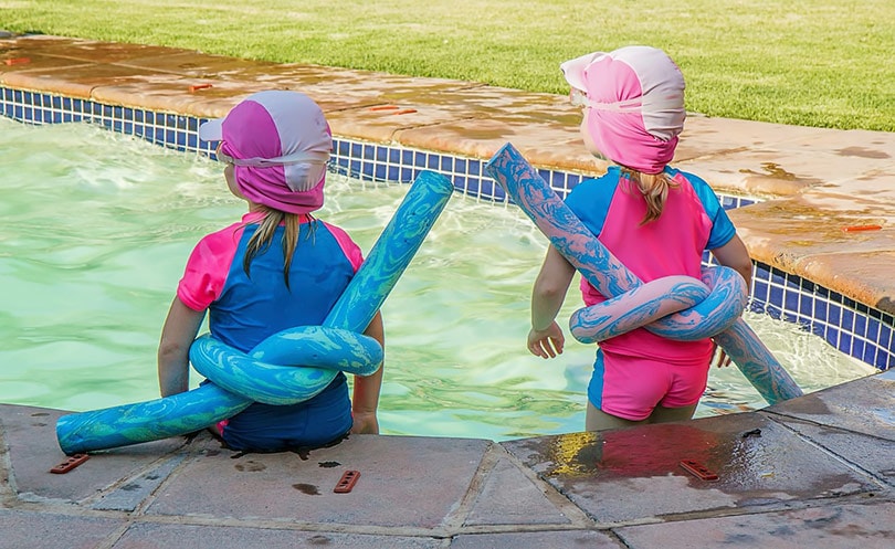 children playing in the swimming pool