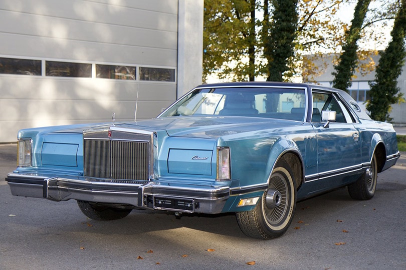 blue Lincoln Continental car