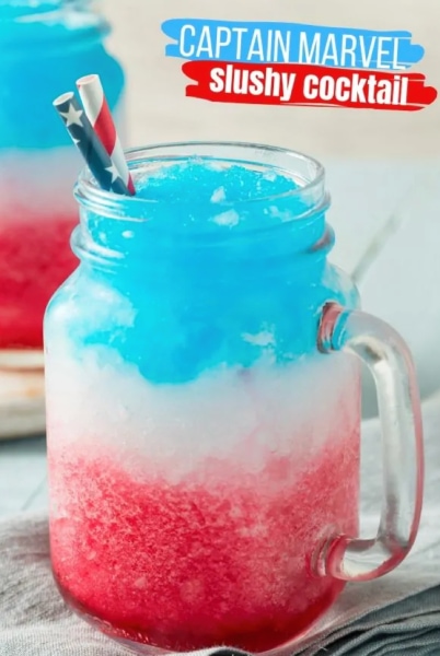 Patriotic Coconut Rum Slushy Cocktail