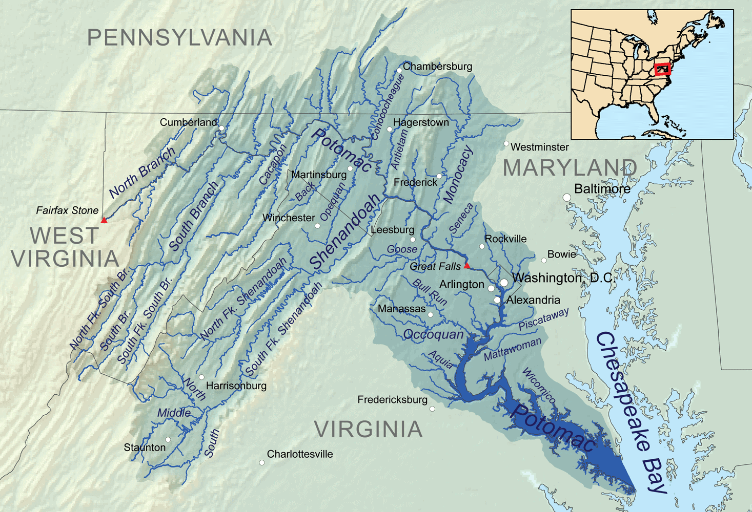 Potomac watershed map