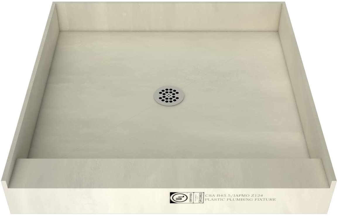 Tile Redi 4848C-PVC Single Curb Shower Pan one piece drain