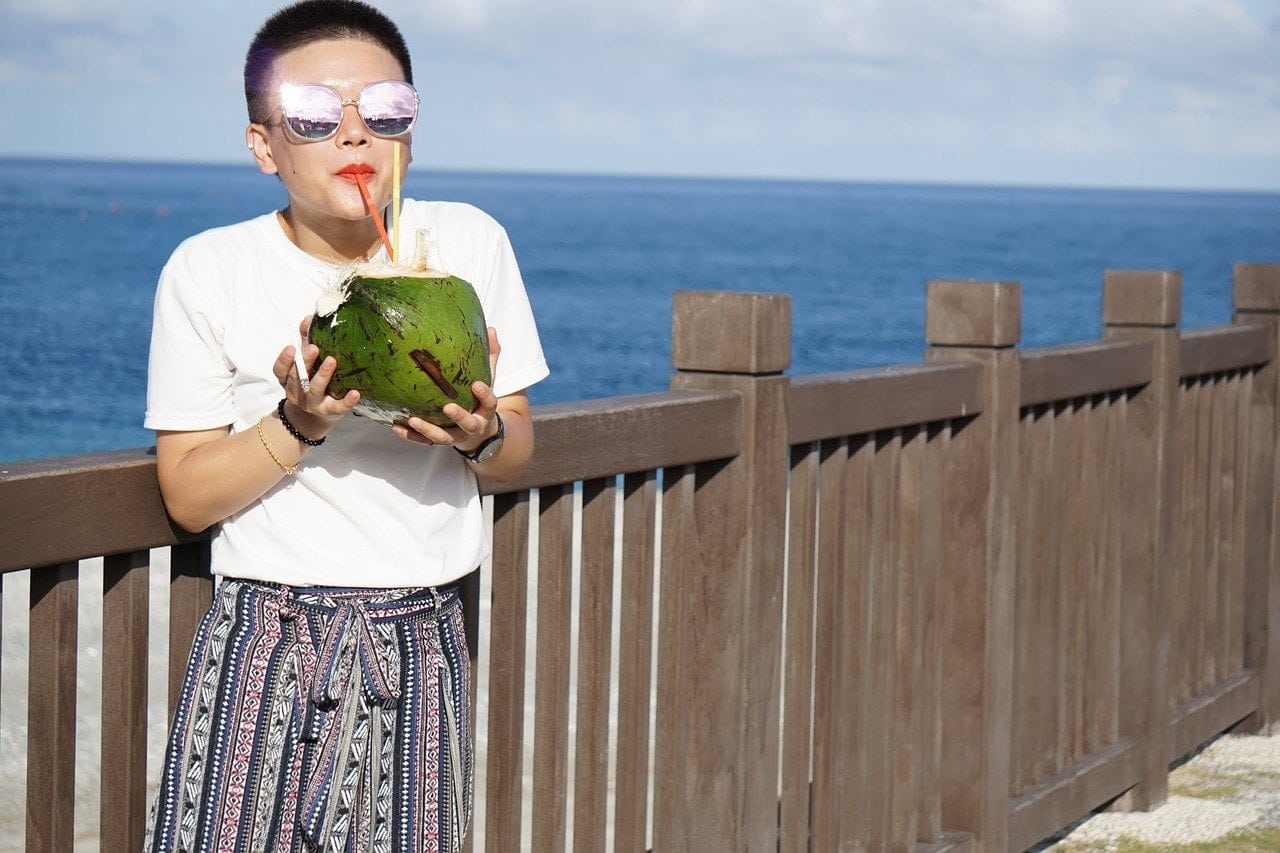 drinking coconut