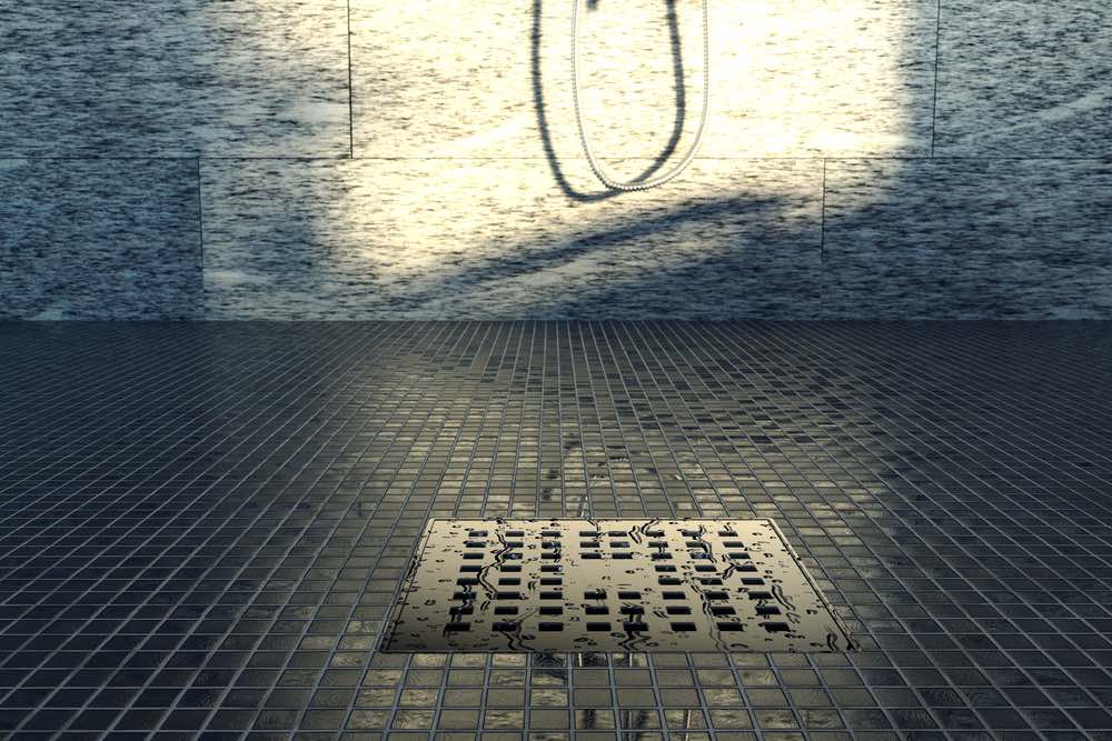 tiled shower with drain
