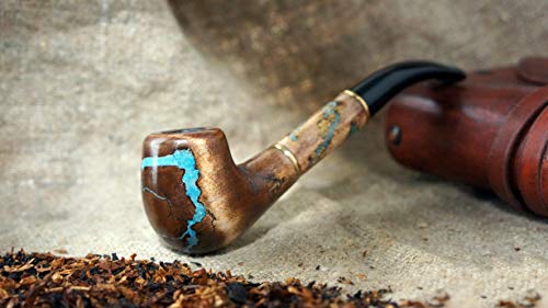 Long Smoking Pipe "Lightning" With Turquoise