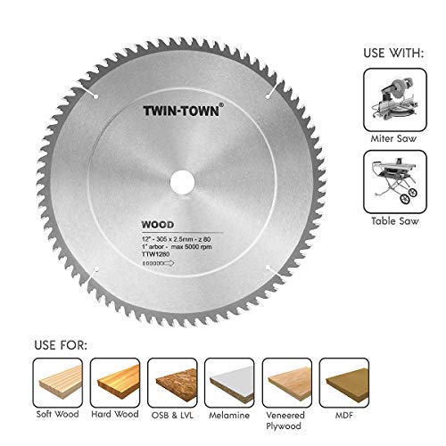 TWIN-TOWN 12-Inch Miter Saw Blade