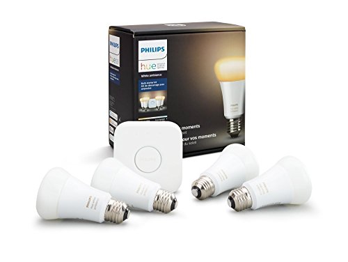 Philips Hue White Ambiance Smart Bulb Starter Kit (4 A19 Bulbs and 1 Hub Works with Alexa Apple HomeKit and Google Assistant)
