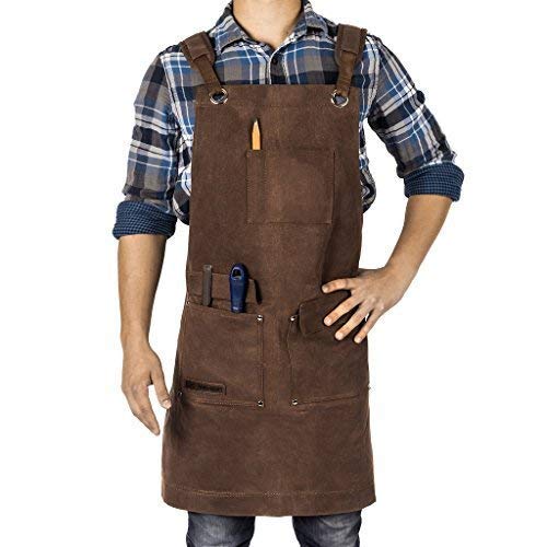 Waxed Canvas Heavy Duty Shop Apron With Pockets