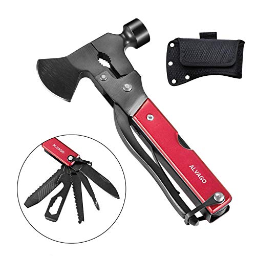 13 in 1 Camping Tools, 7 inch Survival Hatchet Multi Tool Kit with Hammer, Pliers, Screwdriver, Saw, Bottle Opener, Axe Multitool with Belt Pouch for Outdoor and Car Emergency