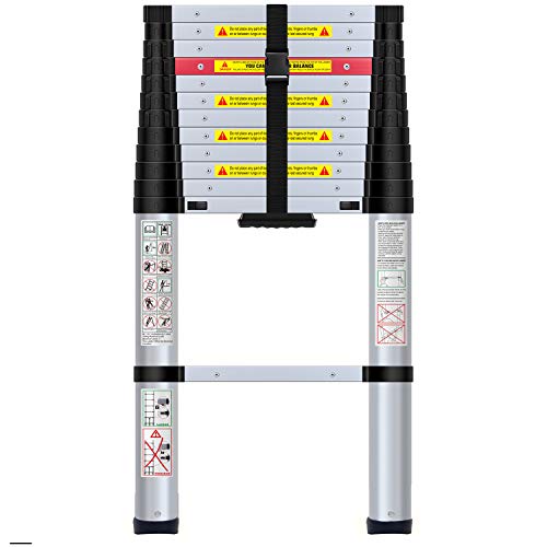 WolfWise 12.5FT EN131 Aluminum Telescopic Extension Ladder