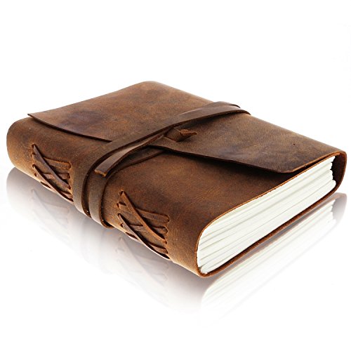 LEATHER JOURNAL Writing Notebook - Antique Handmade Leather-Bound Daily Notepad