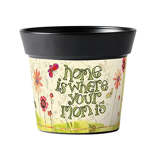 Studio M Handcrafted Garden Art Metal Flower Pot, 5.5-Inches Tall, Home Is Where