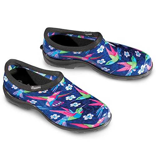 Sloggers Women's Waterproof Rain Garden Shoe Comfort Insole, Hummingbirds Pink, Size 9, Style 5117HUMPK09