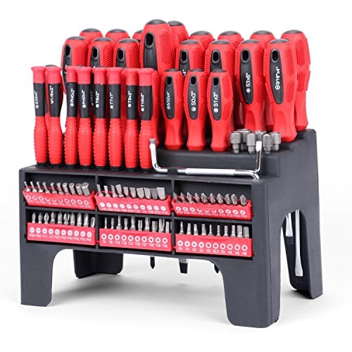 HORUSDY 100-Piece Magnetic Screwdriver Set with Plastic Racking