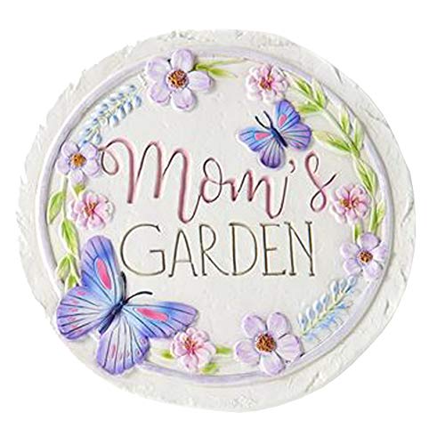 Gift Craft Mom's Garden Round Floral Pink 9 x 9 Cement Outdoor Decorative Stepping Stone
