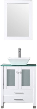 5BATHJOY 24” White Bathroom Wood Vanity