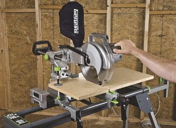 a mitre saw on a table
