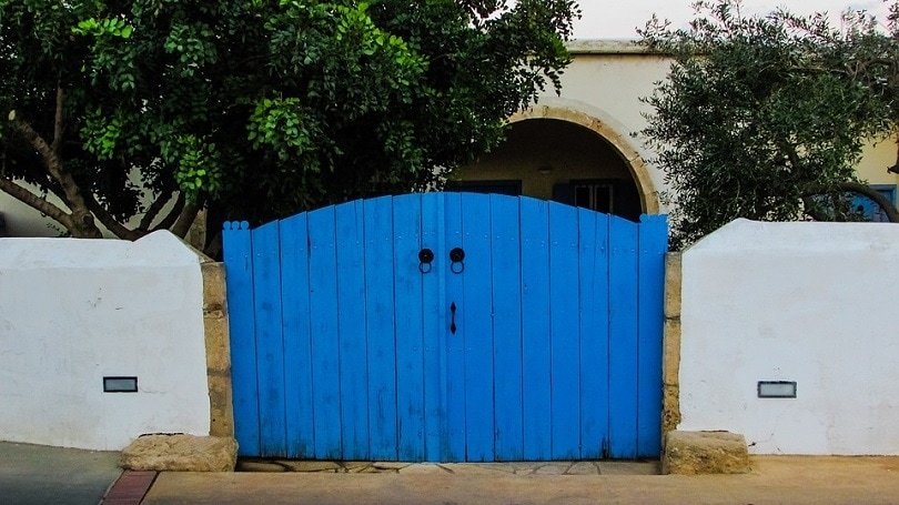 Blue wooden gate