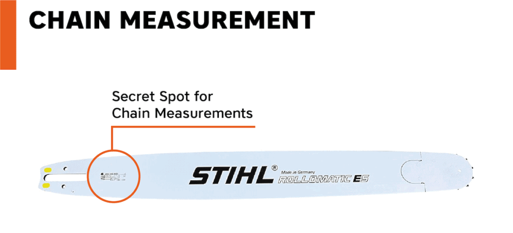 Chainsaw bar chain measurement