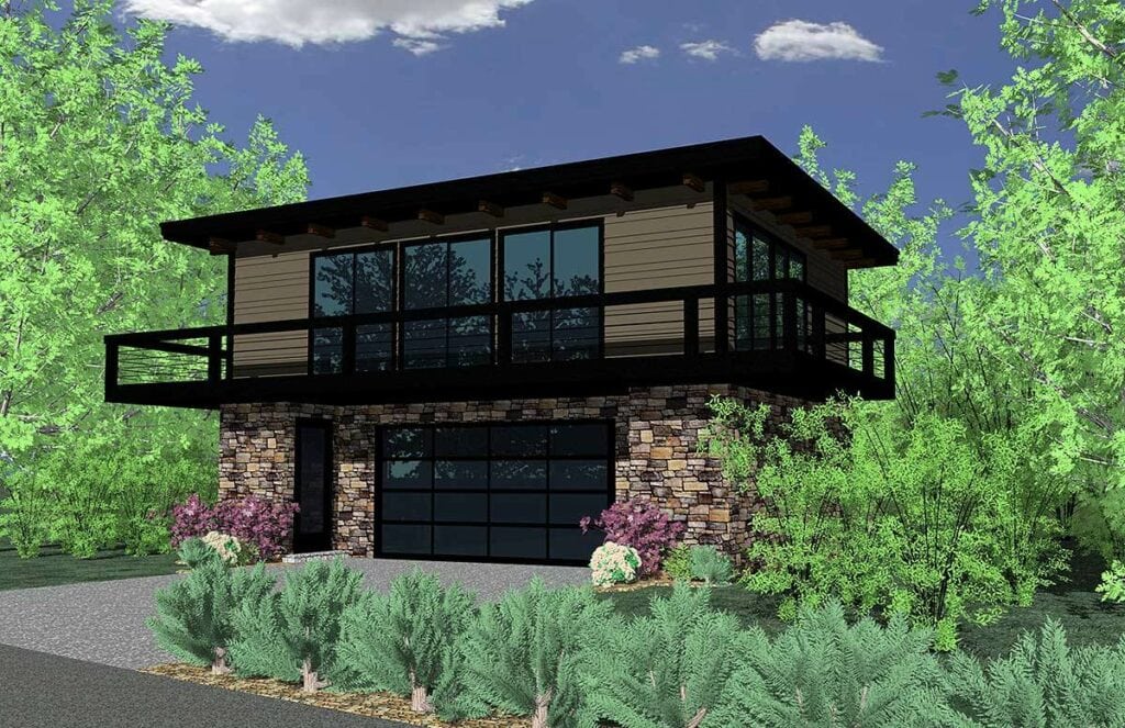 Contemporary apartment garage plan