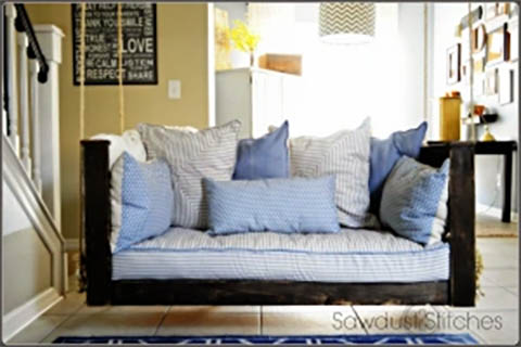 Crib Mattress Porch Swing from Sawdust 2 Stitches