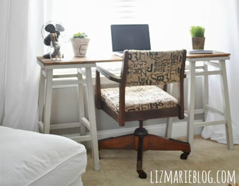 DIY Barstool Desk from LizMarieBlog