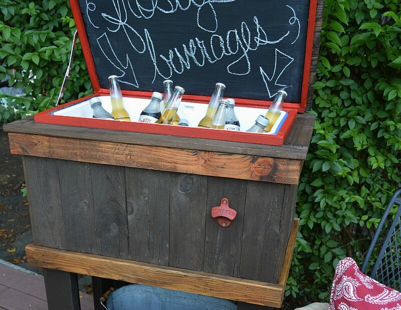 DIY Reclaimed Wood Deck Cooler Stand
