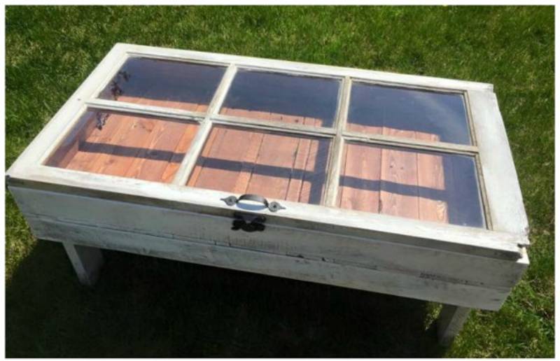 DIY Wood Pallet Window Coffee Table