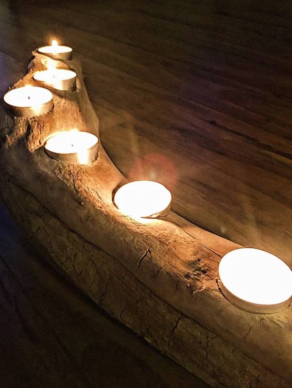 DIY driftwood weathered wood candle holder