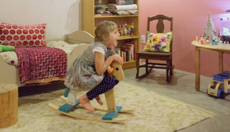 DIY girl's old fashioned wooden rocking horse
