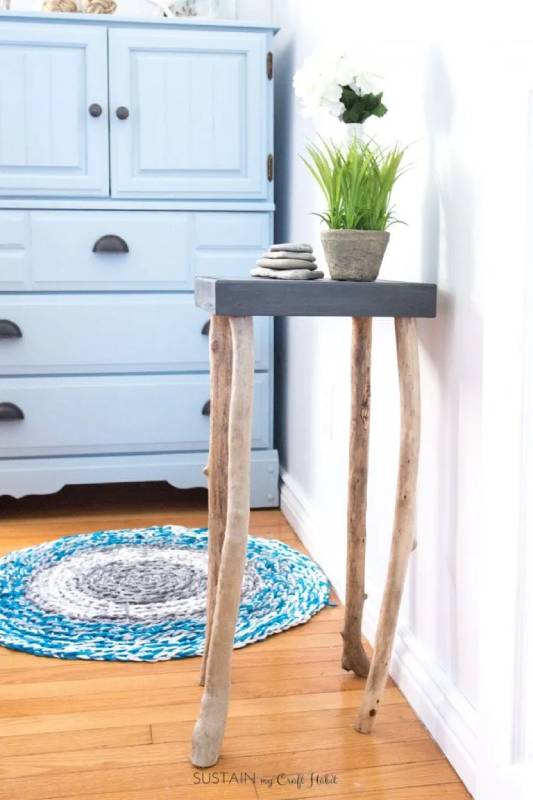 DIY nightstand with driftwood legs