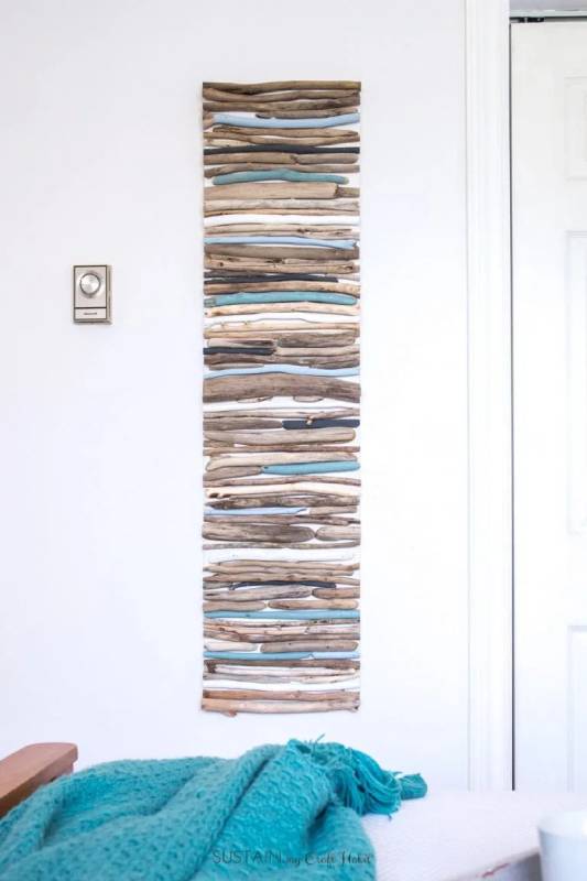 DIY painted driftwood wall art