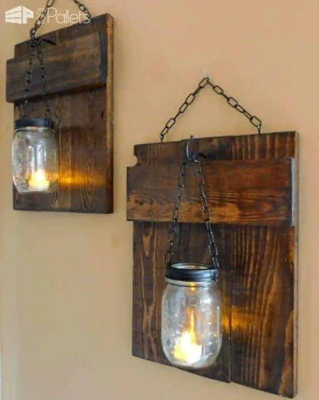 DIY rustic pallet sconces