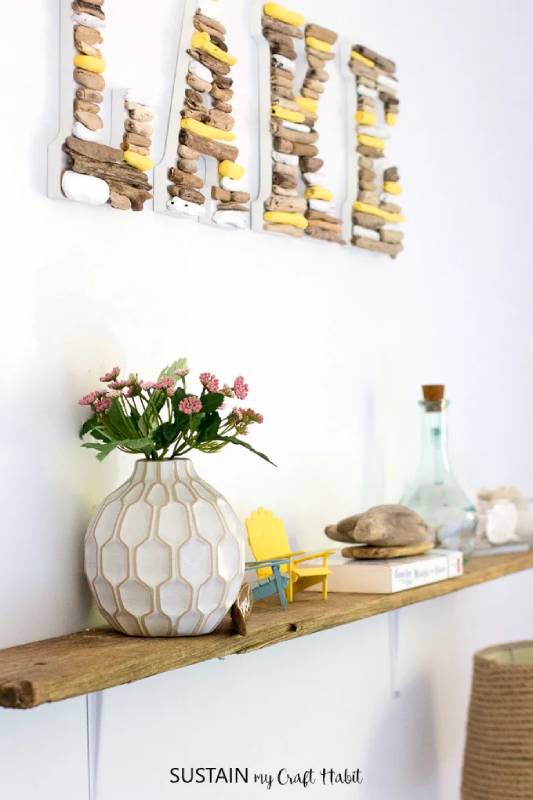 DIY unique driftwood shelf