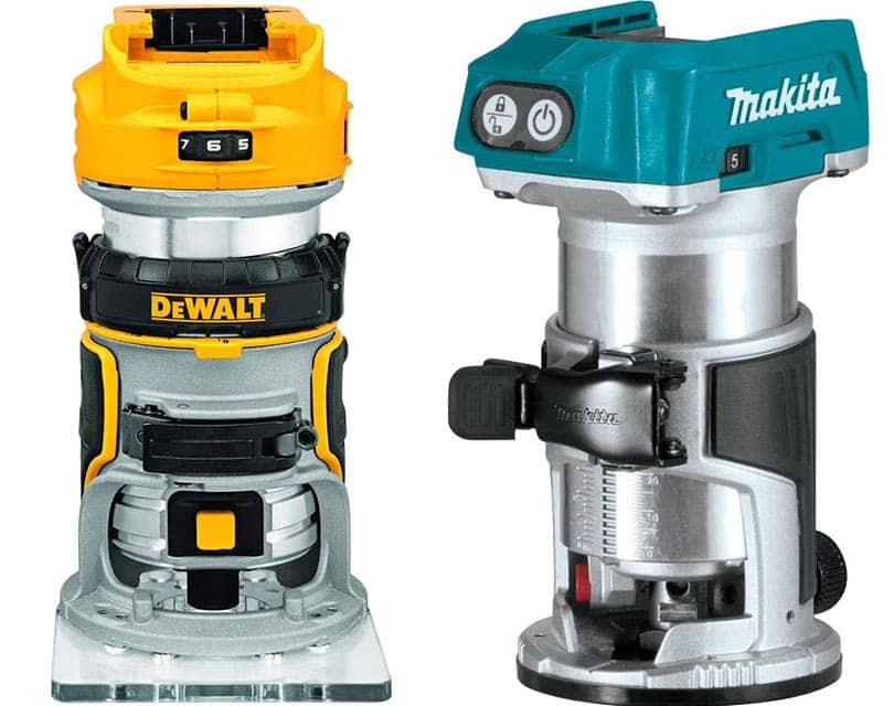 DeWalt DCW600B Cordless Router vs Makita XTR01Z Cordless Router
