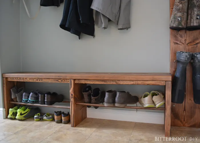 Easy Mudroom Bench with Shoe Storage by Bitterroot DIY