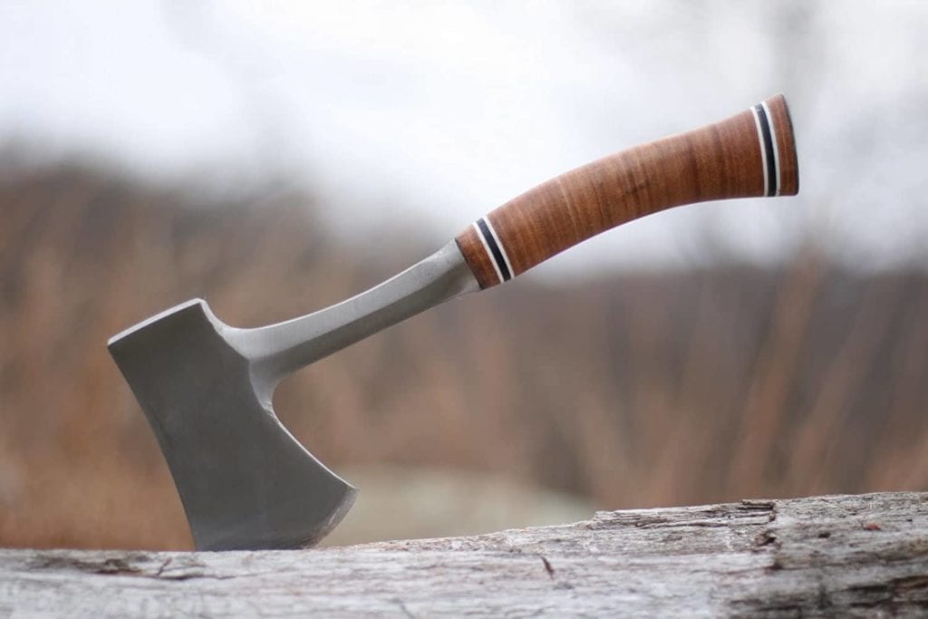Estwing Sportsman's Axe Camping Hatchet on wood