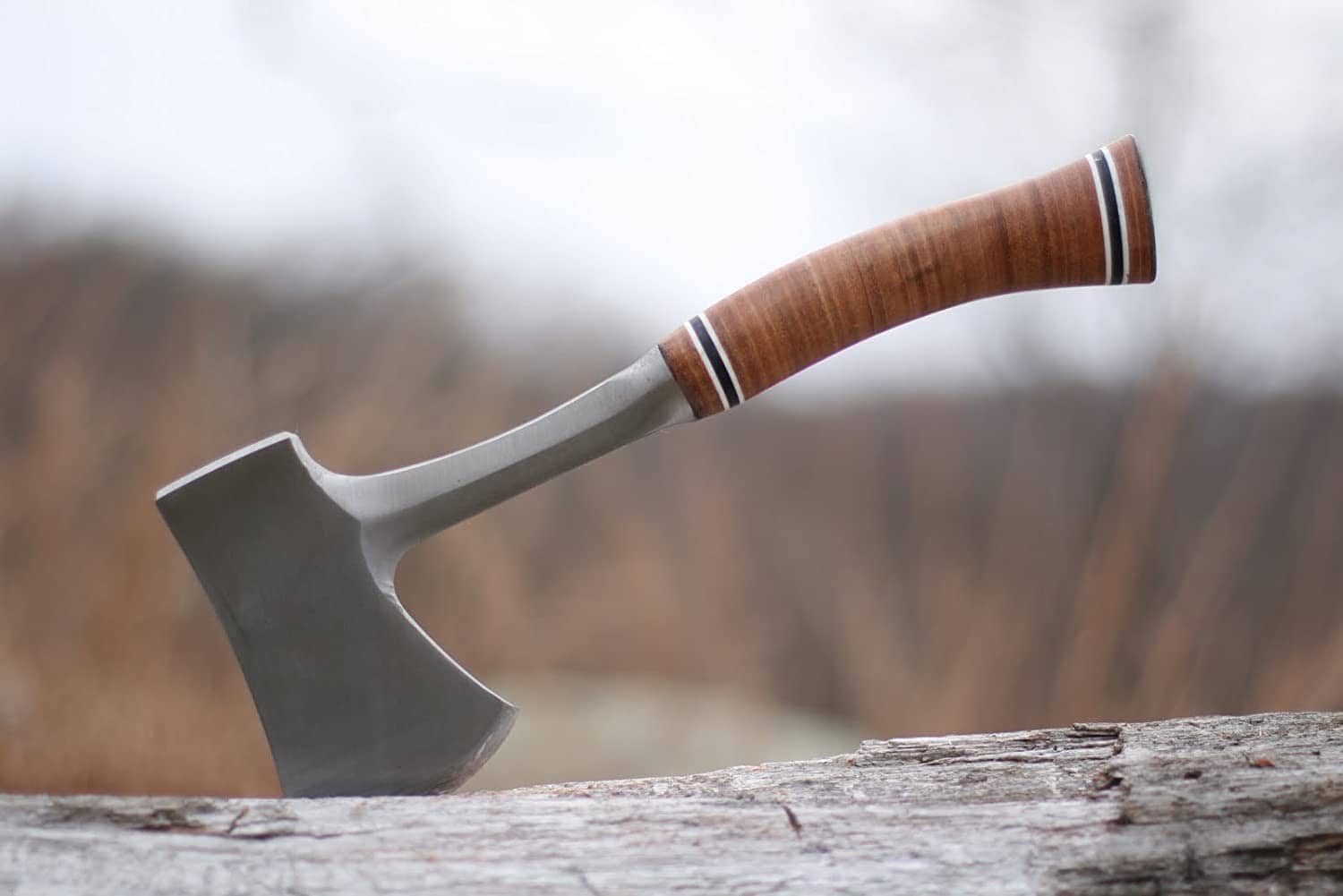 Estwing Sportsman's Axe Camping Hatchet on wood