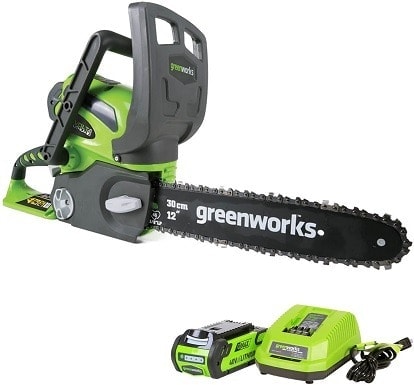 Greenworks 12-Inch 40V Cordless Chainsaw, 2.0 AH Battery and Charger Included 20262