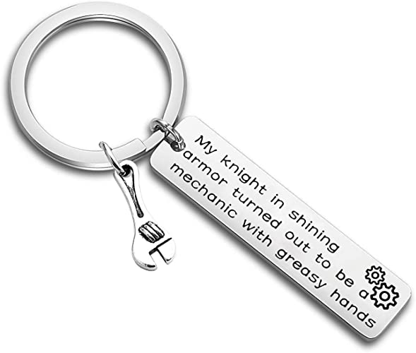 Gzrlyf Mechanic Keychain My Knight in Shining Armor Funny Mechanic Gifts Machinist Gifts