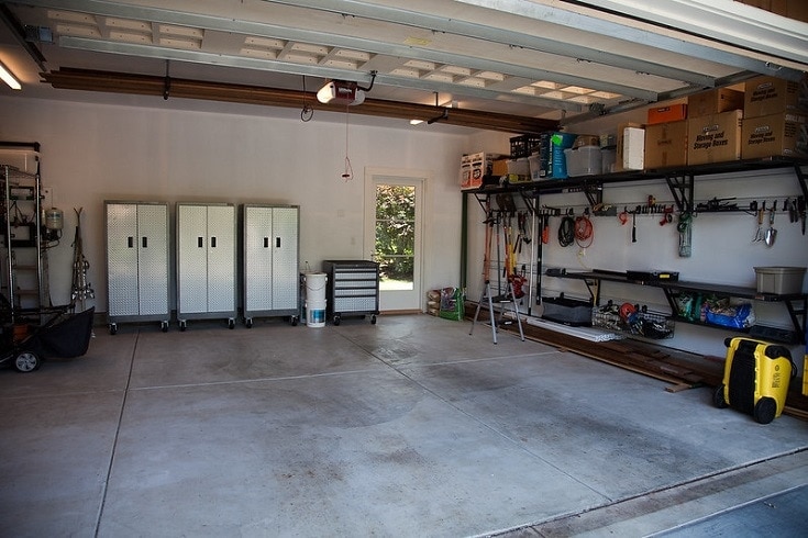 Inside a garage
