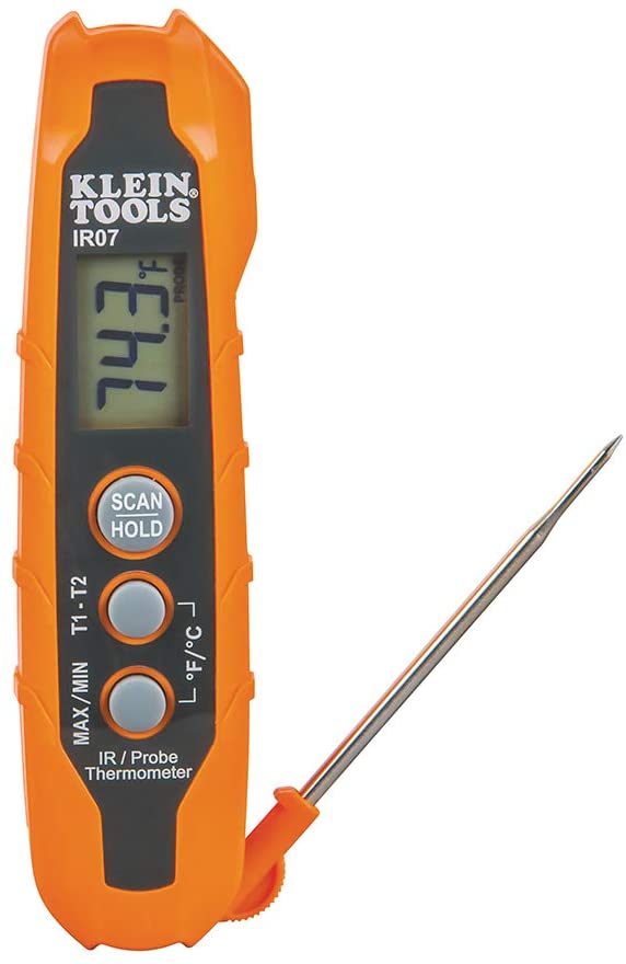 Klein Tools IR07 Dual Infrared (IR) and Probe Pocket Size LCD Digital Thermometer