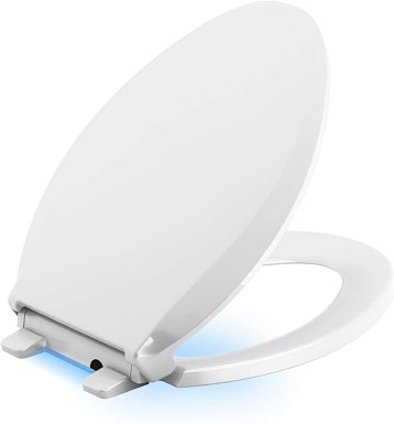 Kohler 75796-0 Cachet Nightlight Quiet-Close With Grip-Tight Elongated-Front Toilet Seat