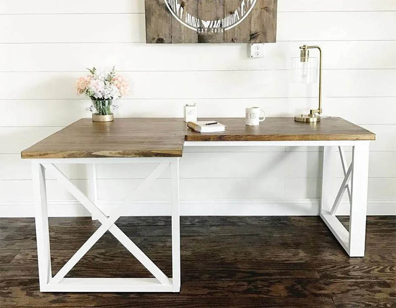 L-Shaped Double X Desk from Handmade Haven