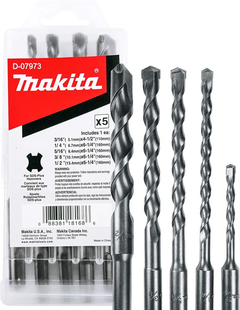 Makita 5 Piece - SDS-Plus Drill Bit Set For SDS+ Rotary Hammers