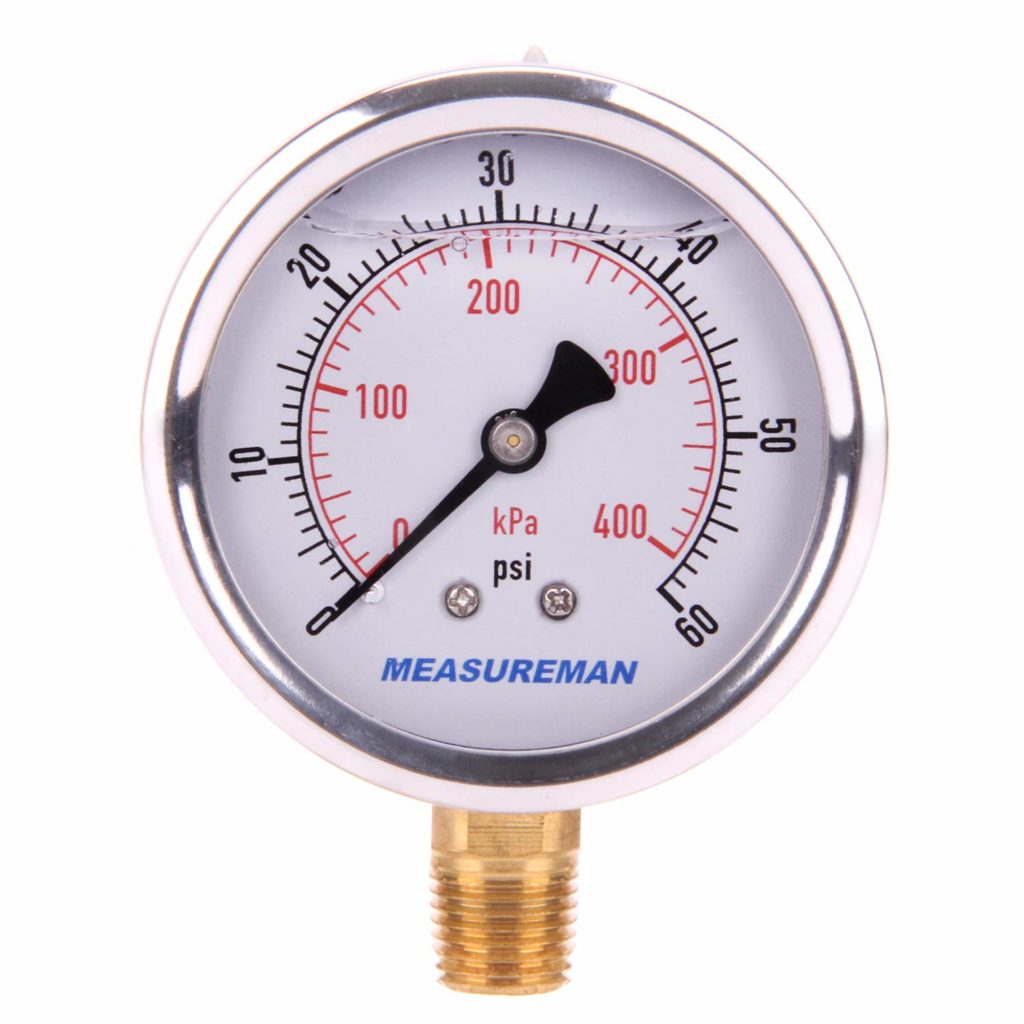 Measureman 2-1:2 Dial Size, Liquid Filled Pressure Gauge