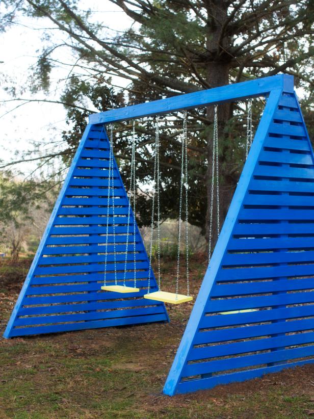 Modern A-Frame Swing Set Plan from HGTV