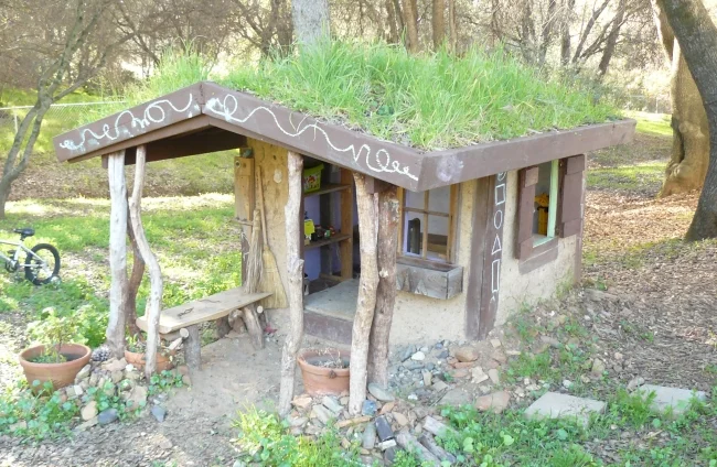 Naturally cool cob playhouse