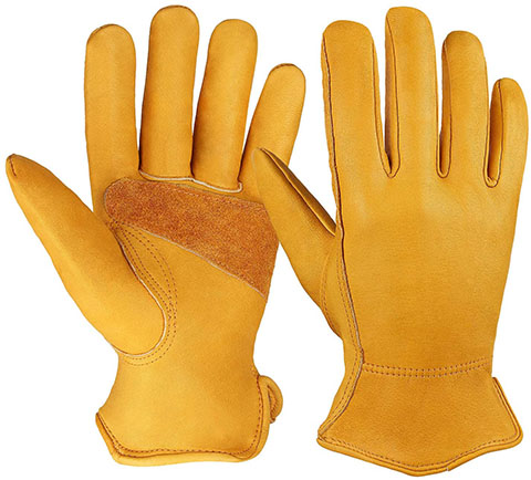 OZERO Flex Grip Leather Work Gloves