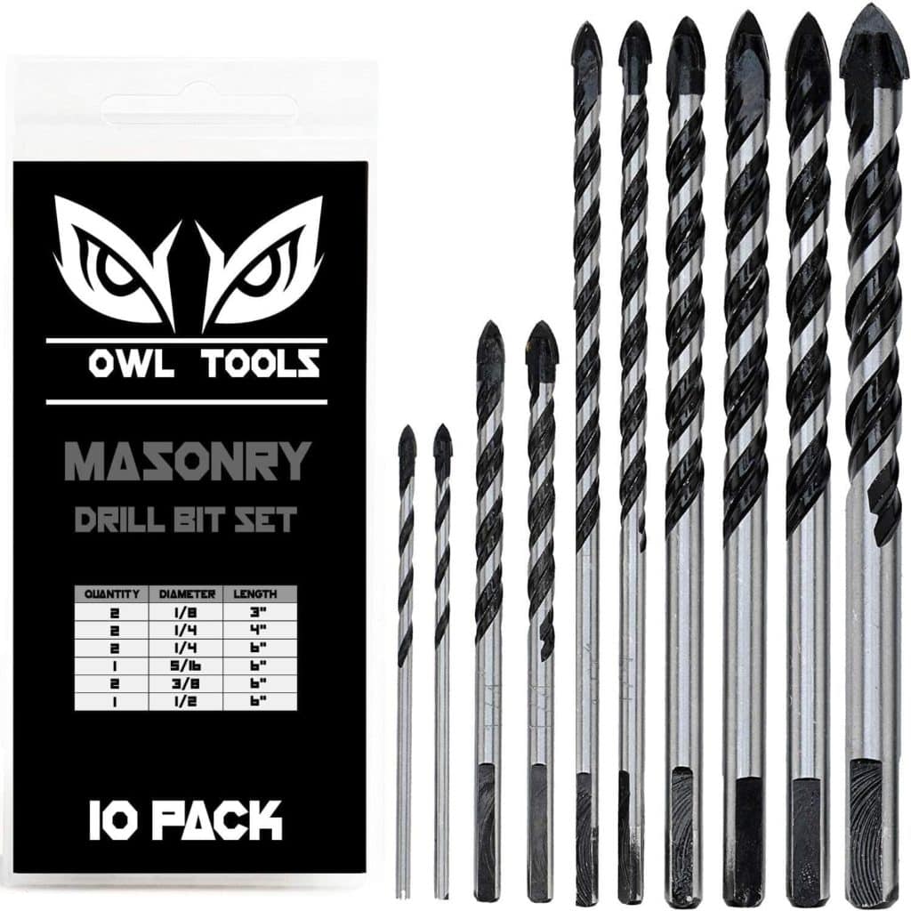 Owl Tools 10 Piece Masonry Drill Bits Set