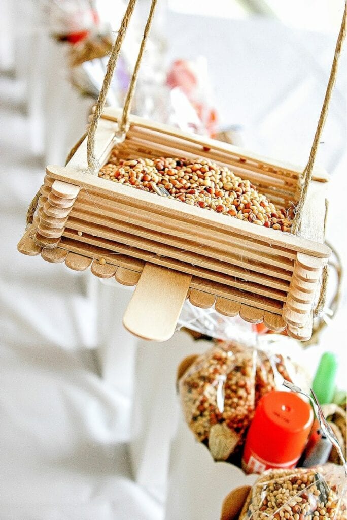 Popsicle stick bird feeder